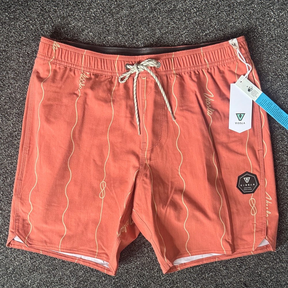 VISSLA Coral and Gold Board Shorts